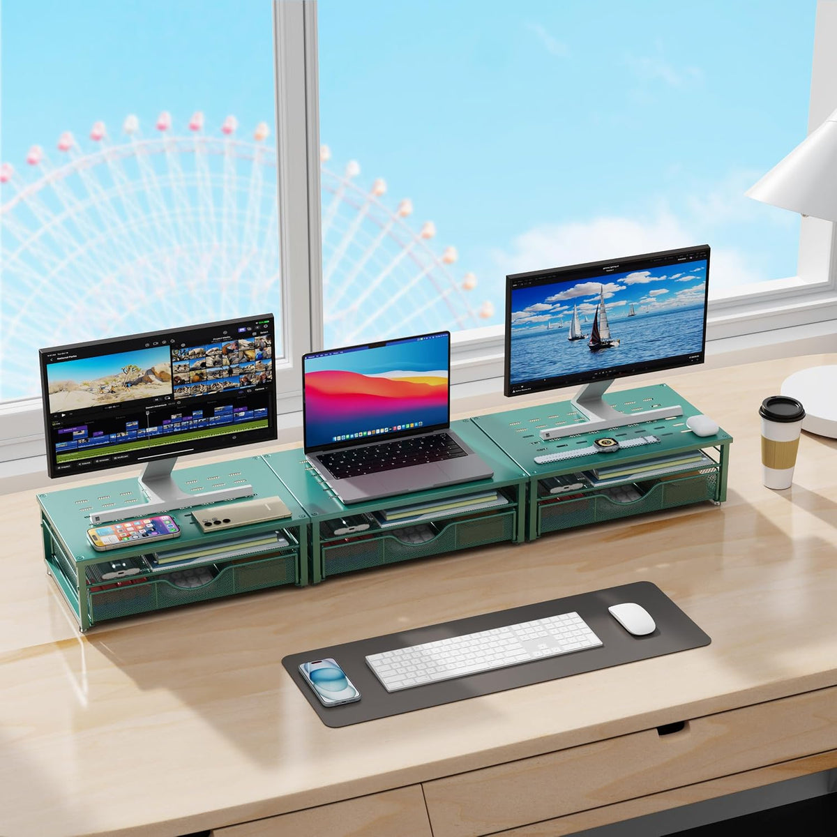 Elevated Computer Monitor Stand with Integrated Drawer
