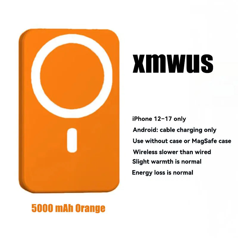 XMWUS 5000Mah Magnetic Portable Powerbank - Magsafe Case Compatible Compact Travel Charger, Wireless Charging for Iphone 12-18 Series, Cool Gift for Him (Teen Boy, Men, Adults), Gifts for Him,Techvibes