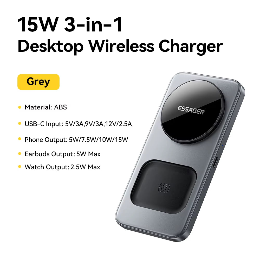 3-in-1 foldable magnetic wireless charging station