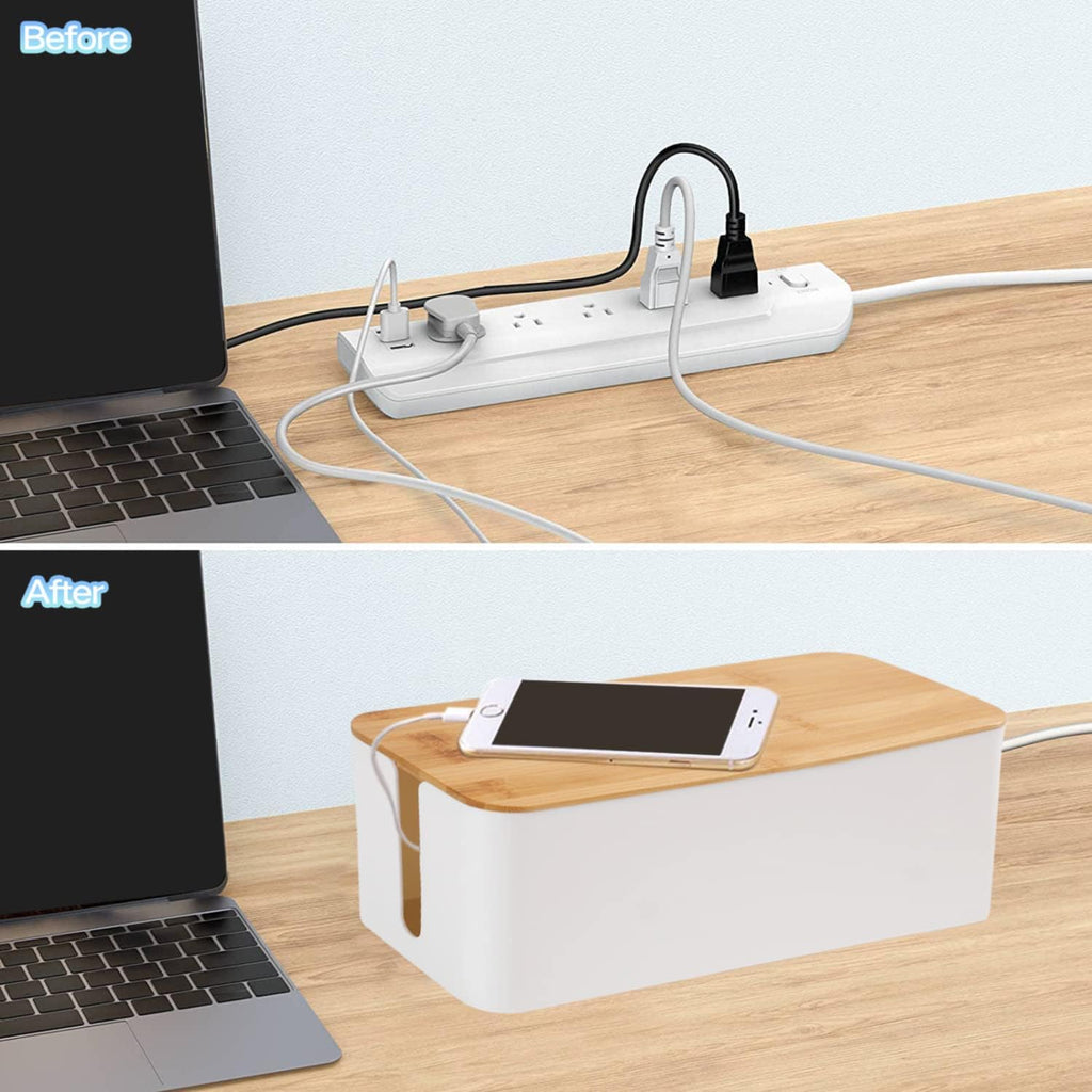 Bamboo Cable Management Box Set | Hide Power Strips – Everydayofficetech