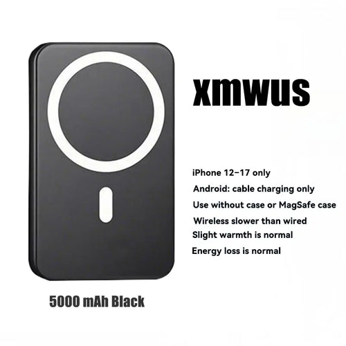 XMWUS 5000Mah Magnetic Portable Powerbank - Magsafe Case Compatible Compact Travel Charger, Wireless Charging for Iphone 12-18 Series, Cool Gift for Him (Teen Boy, Men, Adults), Gifts for Him,Techvibes