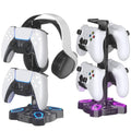 Gaming Headphones Stand, Rotatable Headset Stand with Light Modes - Controller Holder with 2 USB Charging Ports and 3.5Mm - Earphone Hanger Accessories for Desktop Gamer(Black)