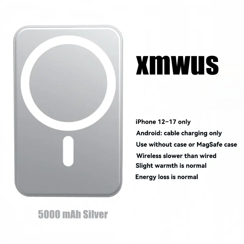 XMWUS 5000Mah Magnetic Portable Powerbank - Magsafe Case Compatible Compact Travel Charger, Wireless Charging for Iphone 12-18 Series, Cool Gift for Him (Teen Boy, Men, Adults), Gifts for Him,Techvibes